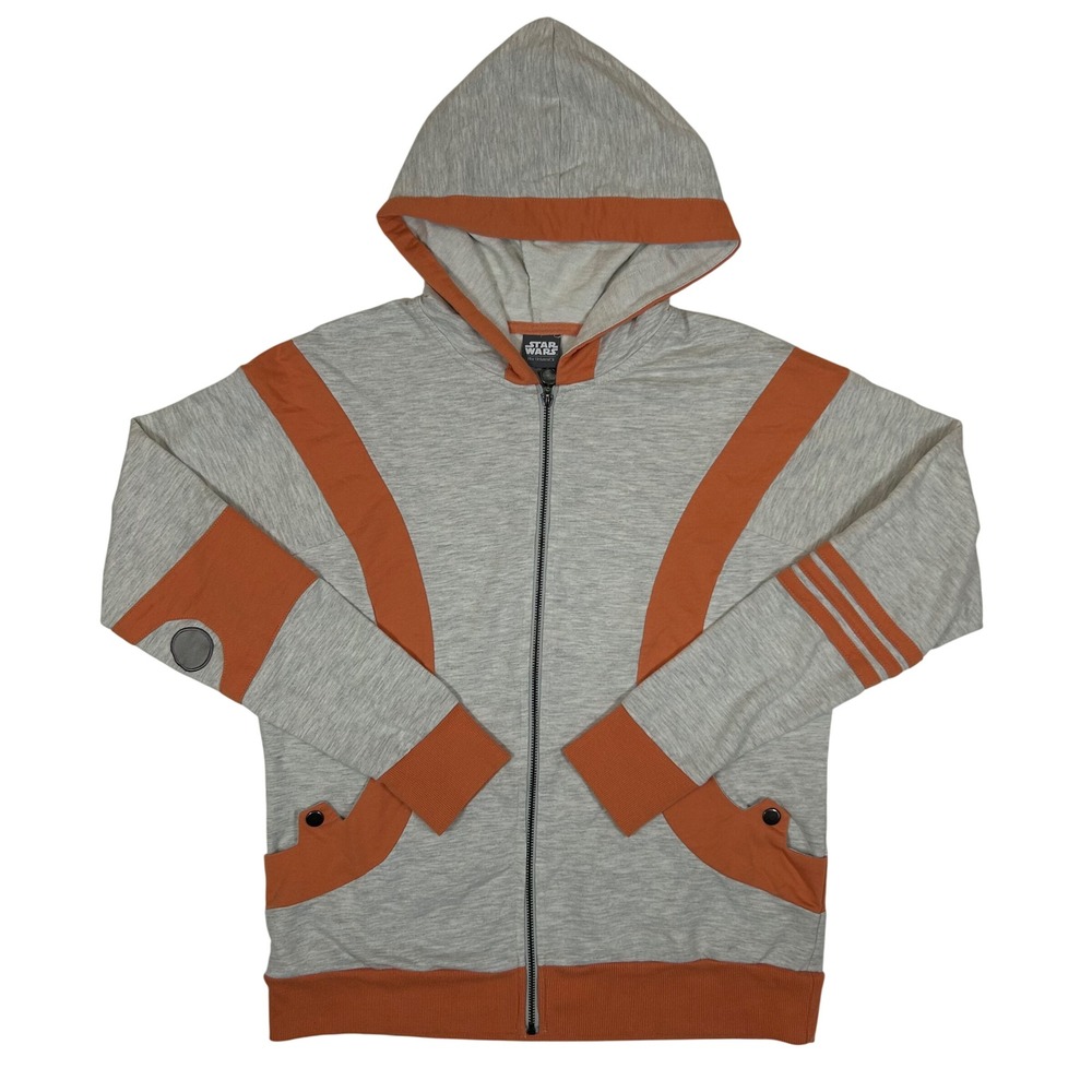 Star Wars Her Universe BB-8 Zip Up Hoodie Grey Orange Droid Sweatshirt Womens L